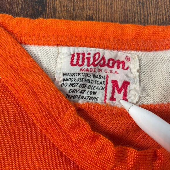 VINTAGE 70s Wilson Indians ? Baseball Jersey Size Medium Orange‎ White 60s 70s ? - Picture 3 of 7